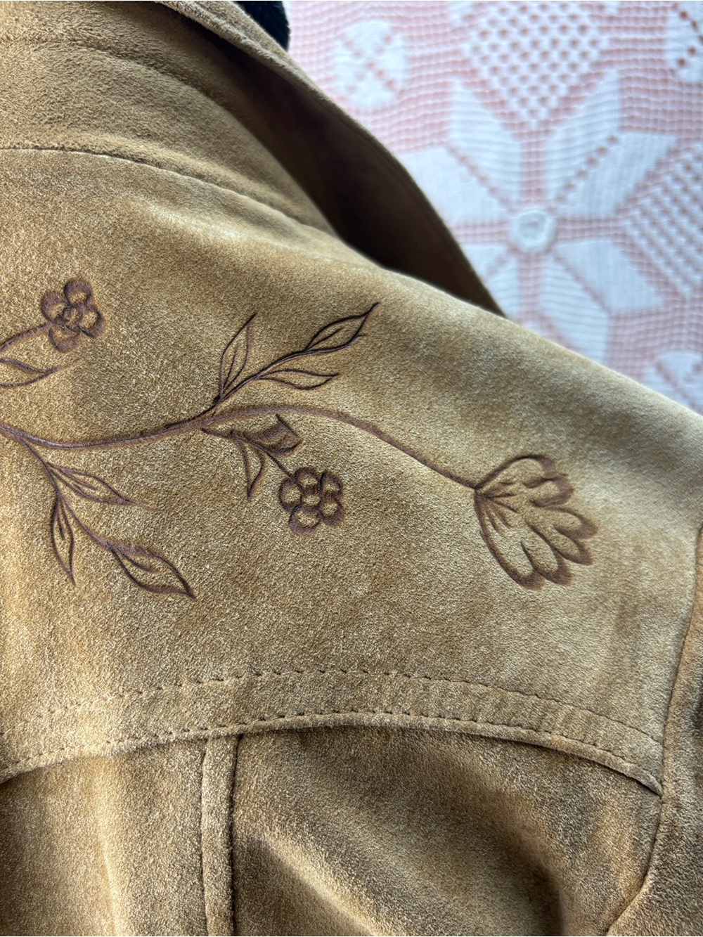 Upcycled Vintage Daines Suede Western Blazer Burn Etched XS/S